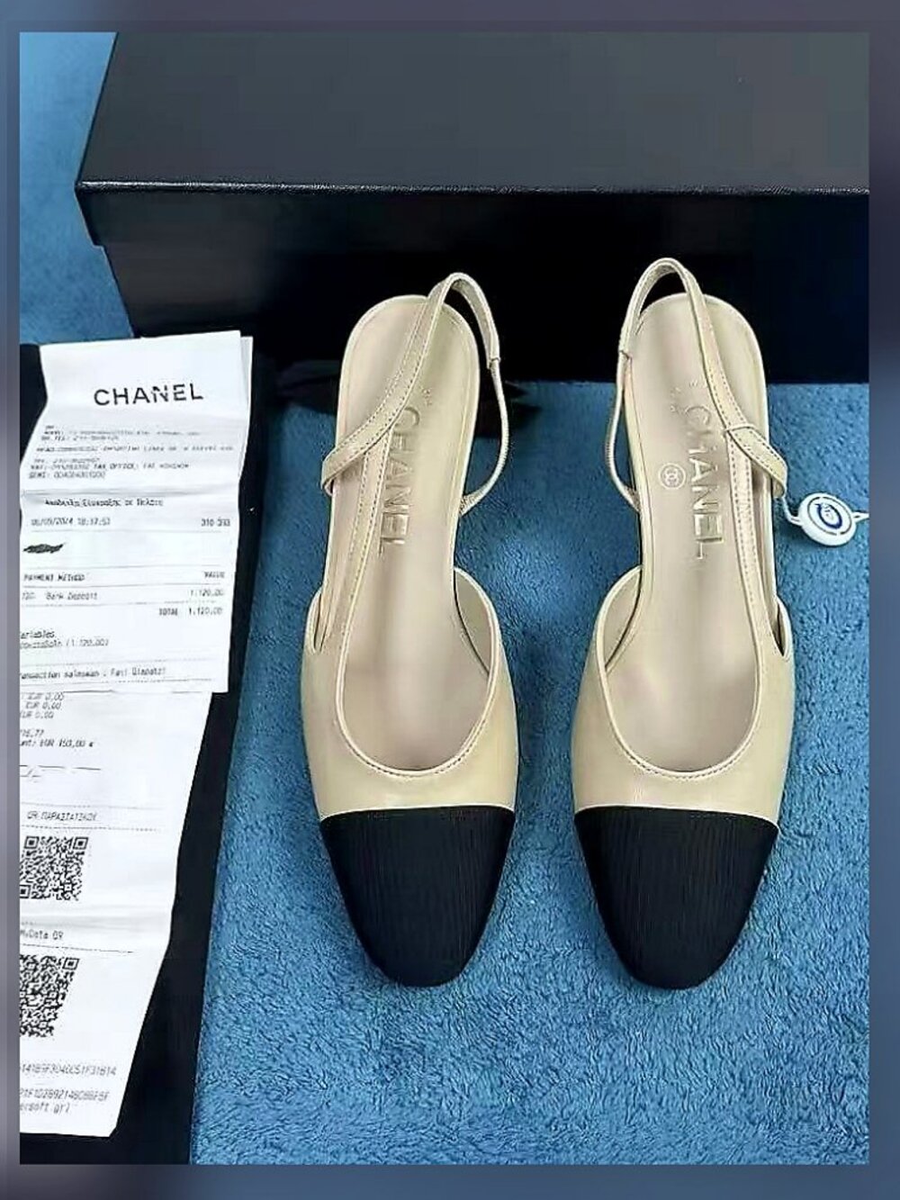 Chanel Bicolor Cap Toe Slingback Heels